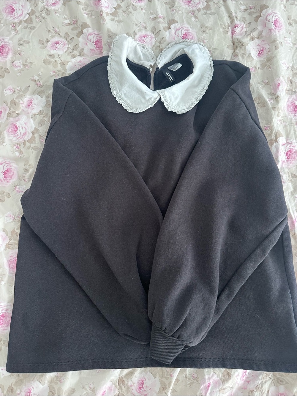 Black Sweatshirt with White Peter Pan Collar
